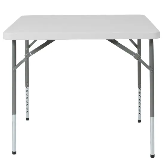 Emma and Oliver 2.79-Foot Square Height Adjustable Plastic Folding Table Granite White {3}