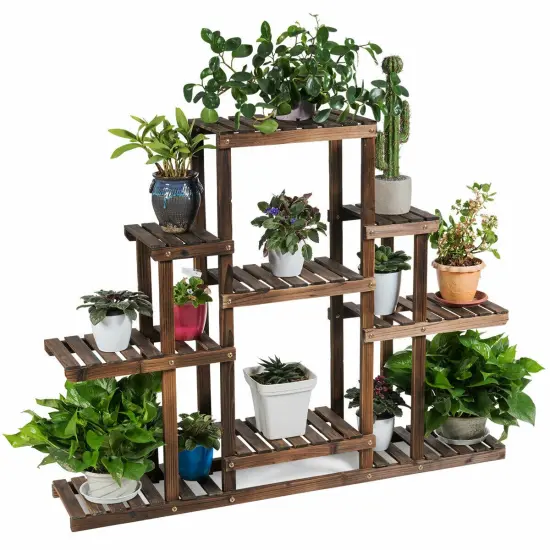 6-Tier Flower Wood Stand Plant Display Rack Storage Shelf {2}