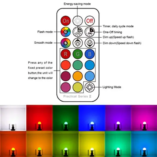 4 Pack RGB LED Light Bulb, Color Changing 40W Equivalent,5700K Daylight White, 450LM Dimmable 5W E26 Screw Base RGBW, Mood Light Bulb - 12 Color Choices - Timing Infrared Remote Control Included (4 Pack) {6}