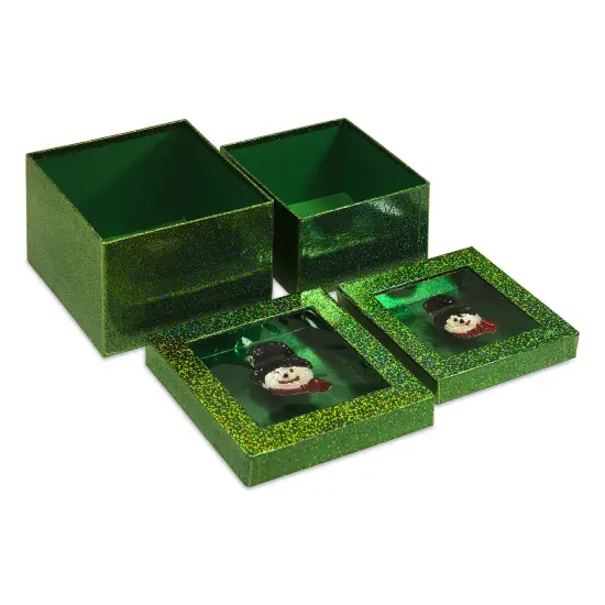 Hologram Gift Box Set with Decorative Snowman Sequin Applique/Patch {3}