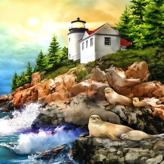 Sunsout Bass Harbor Light Station 500 pc Jigsaw Puzzle 28545 {1}