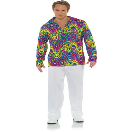 Men's 70s Psychedelic Blacklight Reactive Costume Shirt {1}