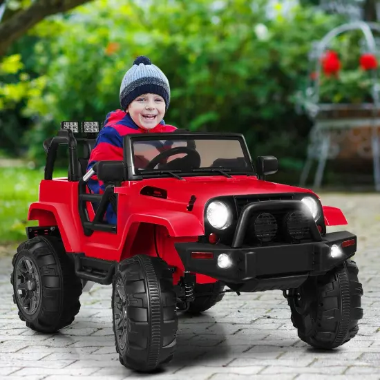 12V Kids Remote Control Riding Truck Car with LED Lights Perfect Gift for Boys Girls Red {2}