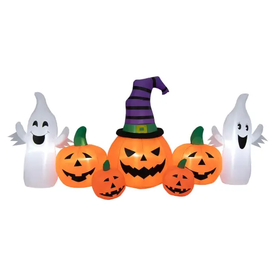 9 Feet Long Halloween Inflatable Pumpkins with 2 Ghosts {1}