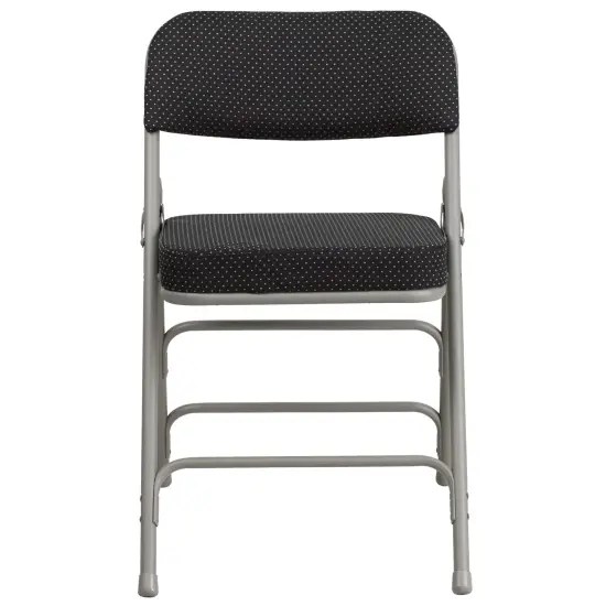 Emma and Oliver 4 Pack Premium Curved Triple Braced & Hinged Fabric Upholstered Metal Folding Chair Gray {8}