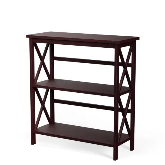 3-Tier Multi-Functional Storage Shelf Units Wooden Open Bookcase and Bookshelf Dark Brown {3}