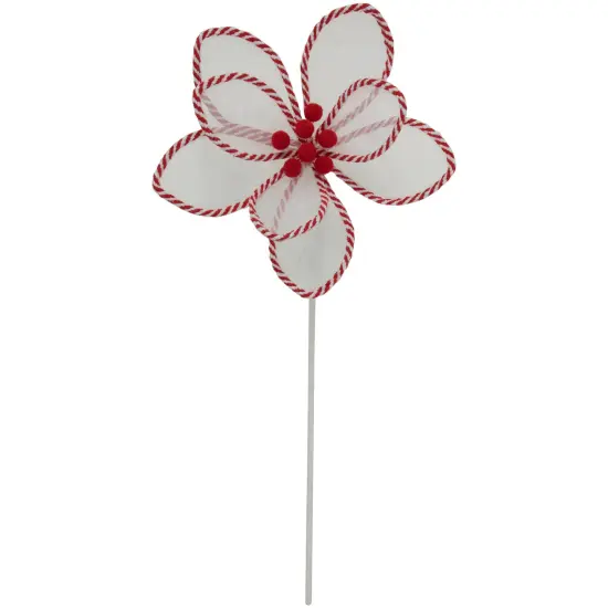 Northlight 22" Candy Cane Poinsettia Christmas Stem Spray White {1}
