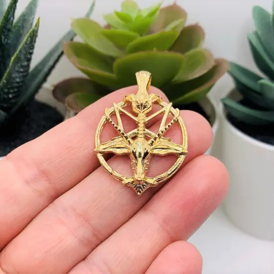 1, 4 or 20 Pieces: Gold Satanic Baphomet Pentagram Charms {2}