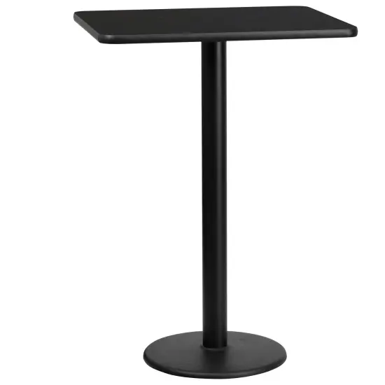 Emma and Oliver 24"x30" Rectangular Laminate Bar Table with 18" Round Base Black {1}