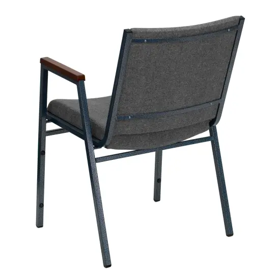 Emma and Oliver Heavy Duty Reception/Guest Stack Chair with Arms Gray Fabric {3}