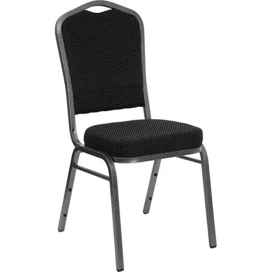 Emma and Oliver Crown Back Stacking Banquet Dining Chair BlackDotFab/Silver {1}