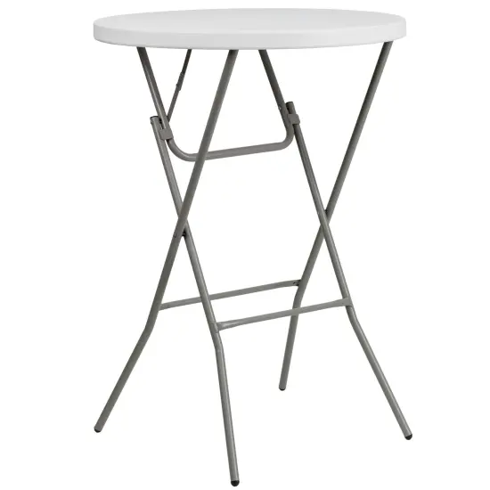 Emma and Oliver 2.6-Foot Round Plastic Bar Height Folding Table Granite White {1}