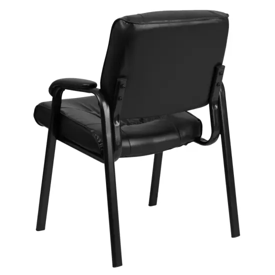 Emma and Oliver Faux Leather Executive Reception Chair with Powder Coated Frame BlackLeaSoft/Black {4}
