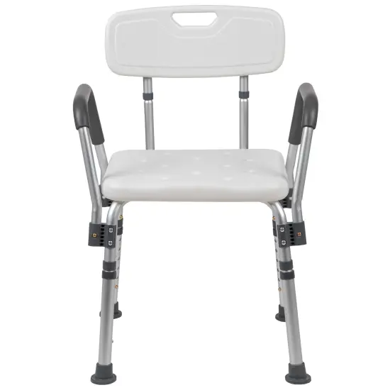 Emma and Oliver 300 Lb. Capacity Quick Release Back & Arm Shower Chair Teal {8}