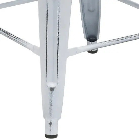 Merrick Lane Elba Series Metal Stool with Powder Coated Finish and Integrated Floor Glides White {5}