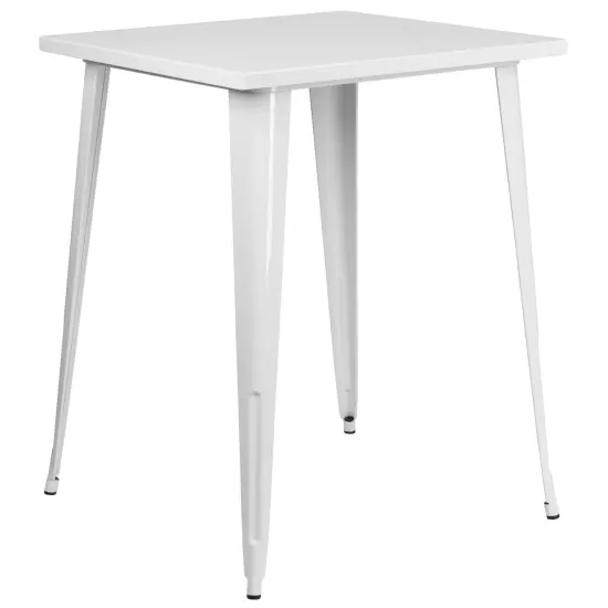 Merrick Lane Rothko Patio Dining Table with Metal Frame and Square Top White {1}