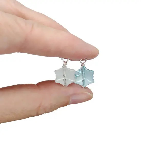 Snowflake Bead Dangles, 8 pieces, Mix of Light Blue and White Charms, Adorabilities {3}