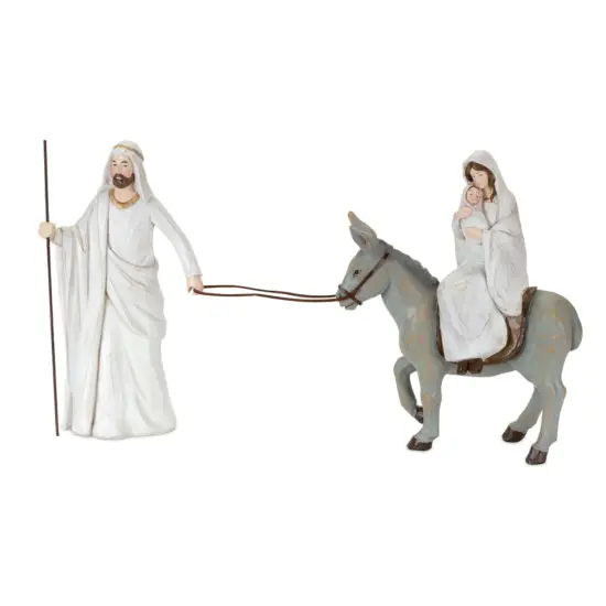 Melrose Christmas Holy Family with Donkey Tabletop Decoration - 10" - 2-Piece White {1}