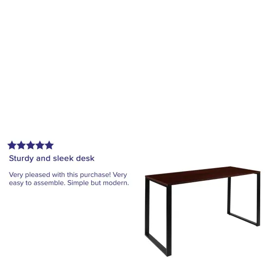 Merrick Lane Corbin 55" Computer Desk with Open Metal Frame Rustic Gray {10}