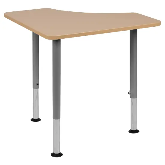 Emma and Oliver Triangular Collaborative Adjustable Student Desk - Home and Classroom Natural {2}