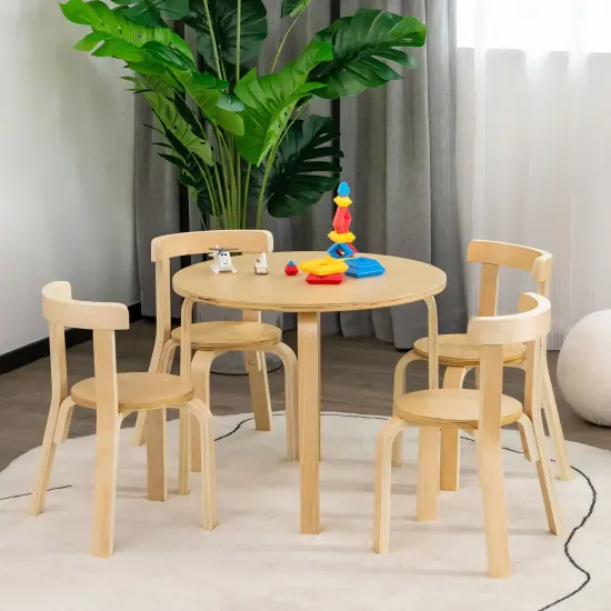 5-Piece Kids Wooden Curved Back Activity Table and Chair Set with Perfect Gift for Kids {2}