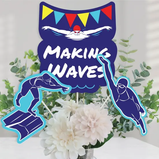 Big Dot of Happiness Making Waves - Swim Team - Swimming Party or Birthday Party Centerpiece Sticks - Table Toppers - Set of 15 {1}