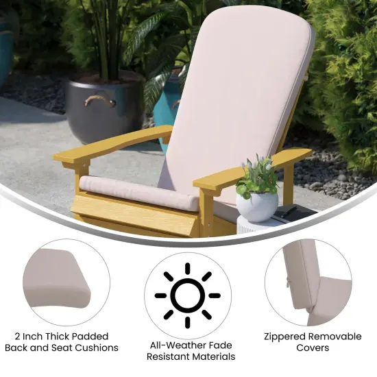 Merrick Lane Riviera Set Of 2 Indoor/Outdoor High Back Adirondack Chair Cushions with Elastic Strap and Water Resistant Covers Cream {2}