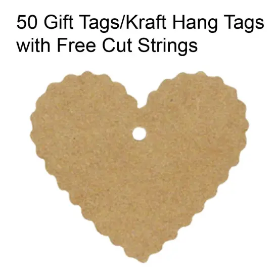 Wrapables 50 Gift Tags/Kraft Hang Tags with Free Cut Strings for Gifts, Crafts & Price Tags Heart {2}