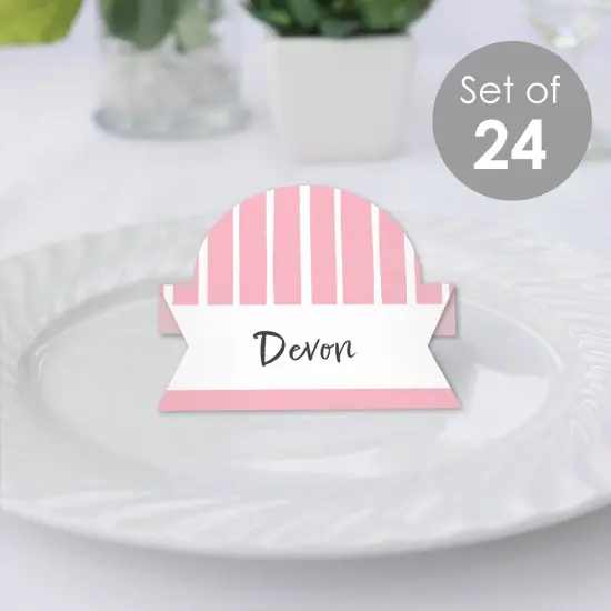 Big Dot of Happiness Pink Stripes - Simple Party Decorations Tent Buffet Card - Table Setting Name Place Cards - Set of 24 {3}