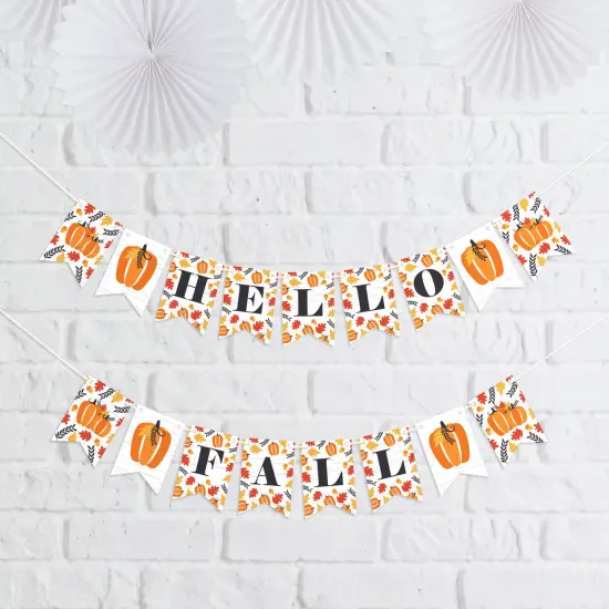 Big Dot of Happiness Fall Pumpkin - Halloween or Thanksgiving Party Mini Pennant Banner - Hello Fall {1}