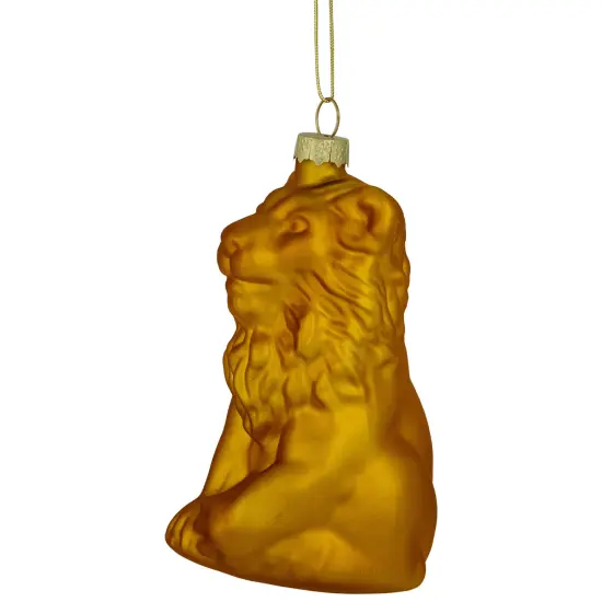 Northlight Sitting Lion Glass Christmas Ornament - 2.5" - Gold {4}