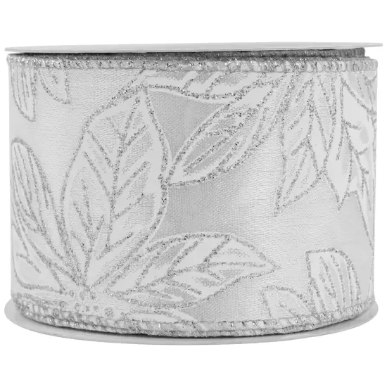 Northlight Shimmering Silver Floral Wired Craft Christmas Ribbon 2.5" x 10 Yards {5}