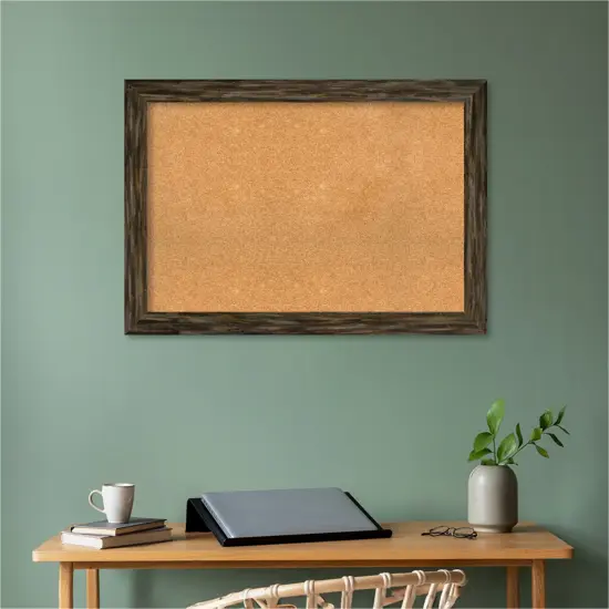 Fencepost Narrow Wood Framed Corkboard, Natural Cork Fencepost Brown {5}