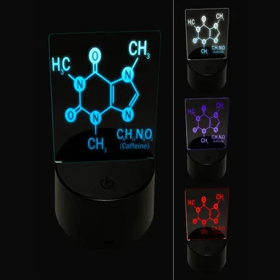 Science Molecule Caffeine Coffee Atomic Bonds 3D Illusion LED Night Light Sign Nightstand Desk Lamp {1}