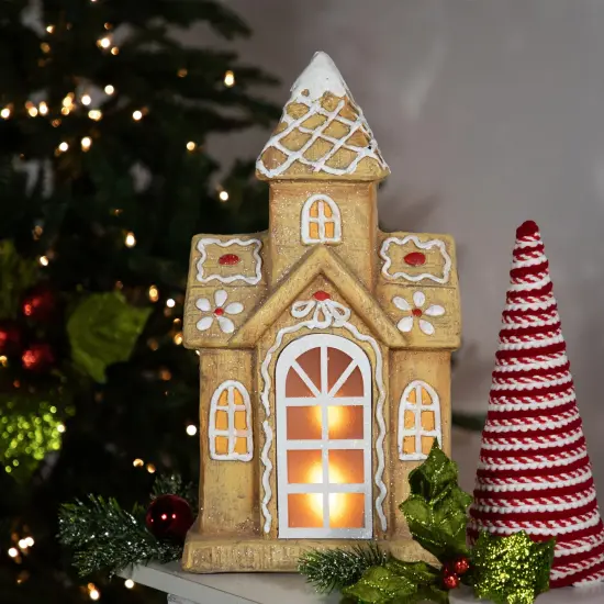 Northlight LED Lighted Gingerbread House with Icing Accents Christmas Decoration - 16" Brown {3}
