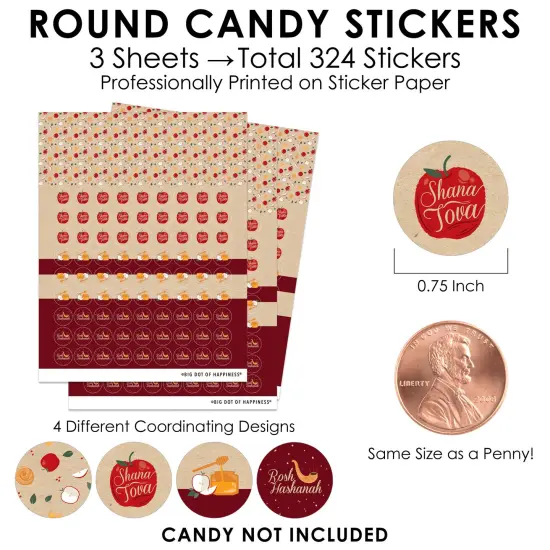 Big Dot of Happiness Rosh Hashanah - Jewish New Year Party Small Round Candy Stickers - Party Favor Labels - 324 Count {4}