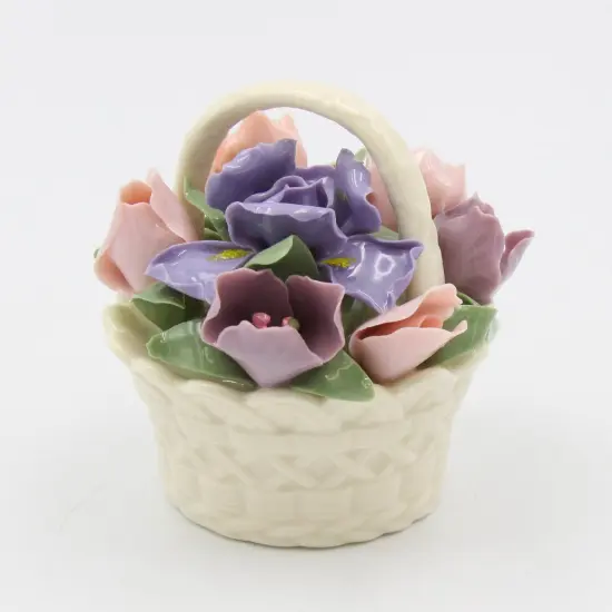 Ceramic Iris Flower Basket Figurine, Home D&eacute;cor, Gift for Her, Gift for Mom, Spring D&eacute;cor, Wedding Decor {3}