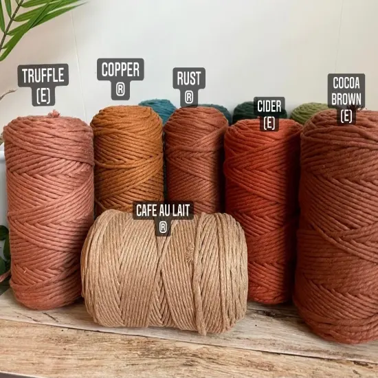 3mm Single Strand Macrame Cotton Cord, 23 Beautiful Colors, Macrame Wall Hanging, Plant Hangers, Cotton Rope for Macrame Taupe {10}