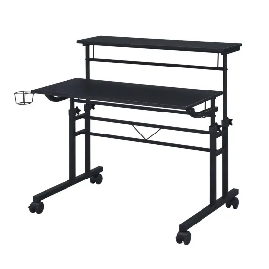 Techni Office Solutions 40" Black Writing Desk with Height Adjustable Desktop and Moveable Shelf {1}