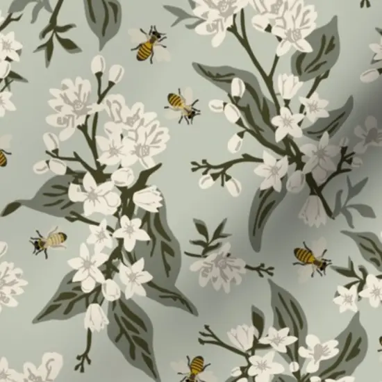 Various Fabrics by the Yard or Fat Quarter Modern Farmhouse Vintage Style Honeybee Green Floral Botanical Pastel Nature Small Scale Custom Printed Fabric by Spoonflower {7}