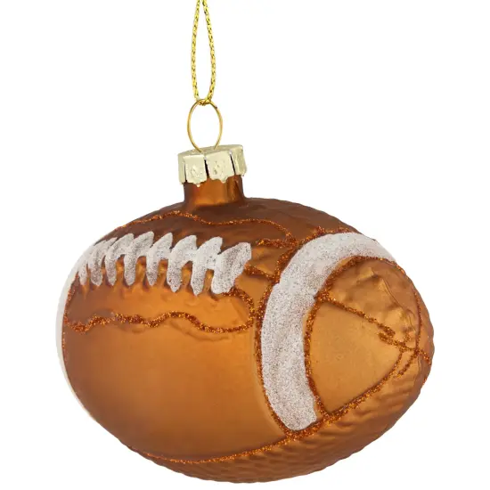 Northlight Football Glittered Glass Christmas Ornament - 3.5" - Brown {4}