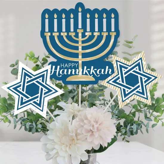 Big Dot of Happiness Happy Hanukkah - Chanukah Party Centerpiece Sticks - Table Toppers - Set of 15 {1}