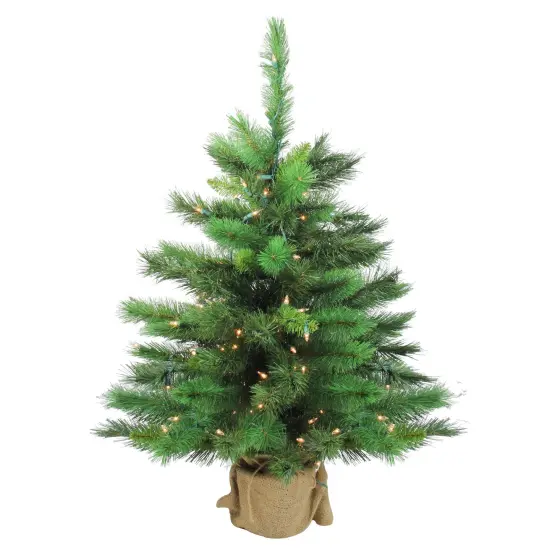 Northlight 3' Pre-Lit Potted New Carolina Spruce Medium Artificial Christmas Tree - Clear Lights Green {3}