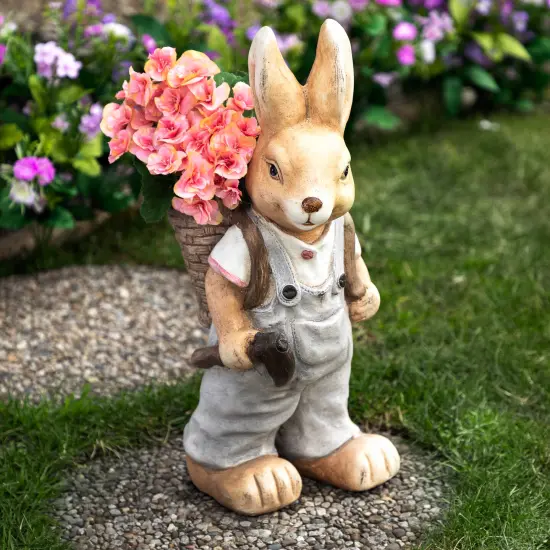 Northlight Boy Rabbit Outdoor Easter Garden Planter - 19.25" Brown {1}