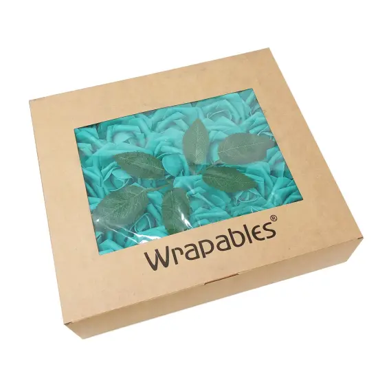 Wrapables Artificial Rose Flower, Real Touch Flowers for DIY Wedding Bouquets and Centerpieces Teal {4}