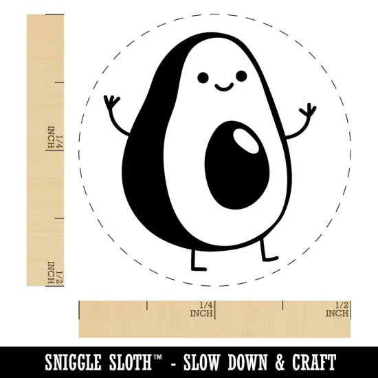 Friendly Avocado Buddy Self-Inking Rubber Stamp for Stamping Crafting Planners Yellow {1}