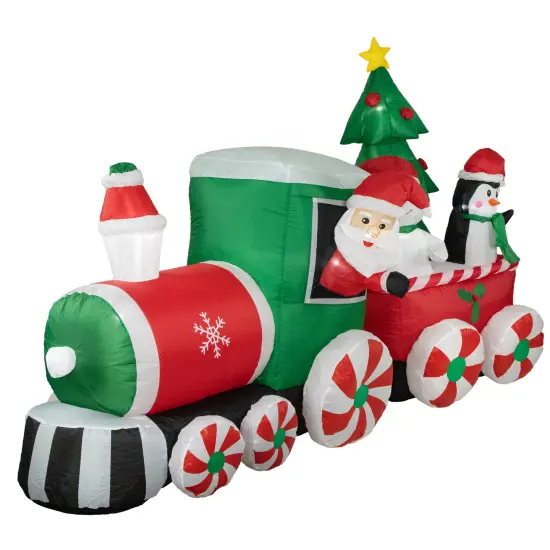 Northlight 8' Inflatable Train With Santa and Friends Outdoor Christmas Decoration Red {4}