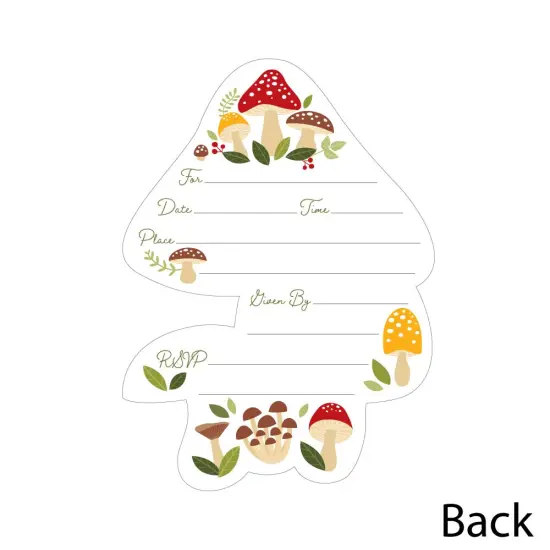 Big Dot of Happiness Wild Mushrooms - Shaped Fill-In Invitations - Red Toadstool Party Invitation Cards with Envelopes - Set of 12 {6}