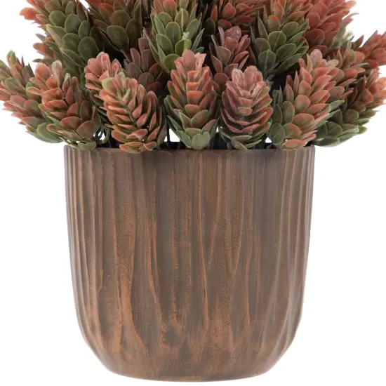 Northlight Two-Tone Wild Flower Artificial Plant in a Textured Lined Pot - 8" Orange {5}