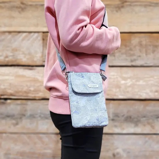 Wrapables Mini Crossbody Cell Phone Bag Front Flap / Gray {6}